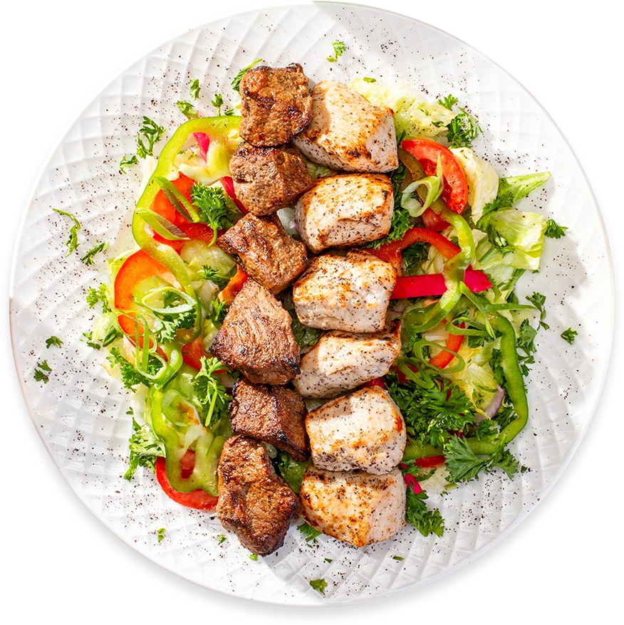 Mix Tikka Kabob Over Salad