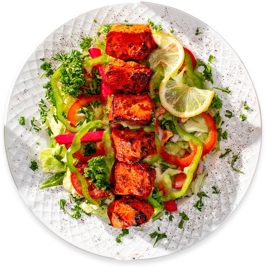 Spicy Chicken Tikka Over Salad